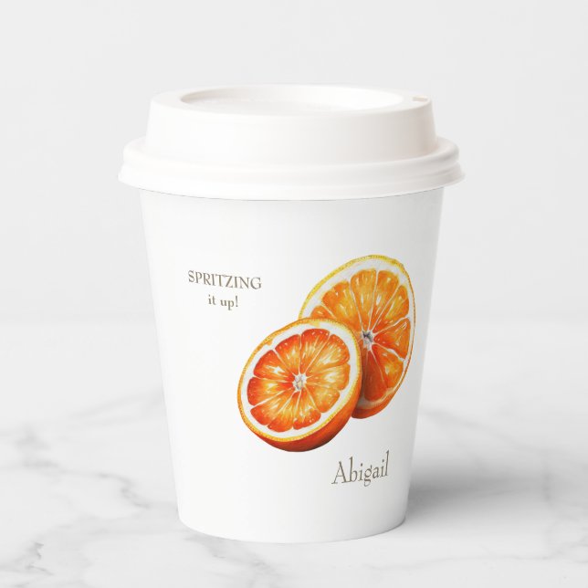 Aperol Spritzing it Up! Bridal Shower Paper Cups (Front)