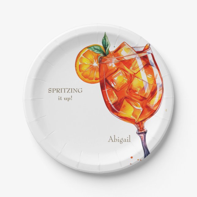 Aperol Spritzing it Up! Bridal Shower Paper Plate (Front)