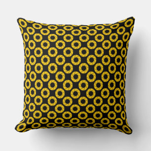 Aperture Pattern - Amber on Black Throw Pillow