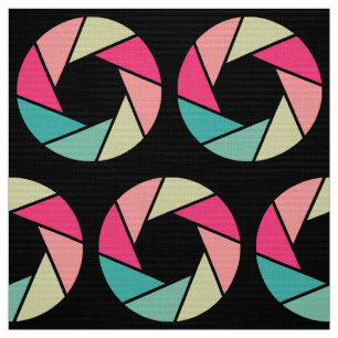 Aperture Pattern - Colours on Black Fabric