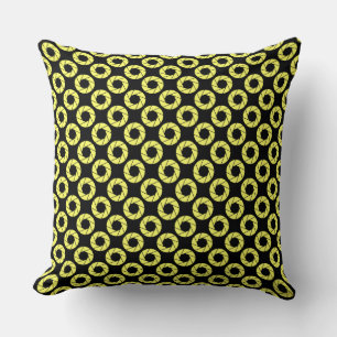 Aperture Pattern - Light Yellow on Black Throw Pillow