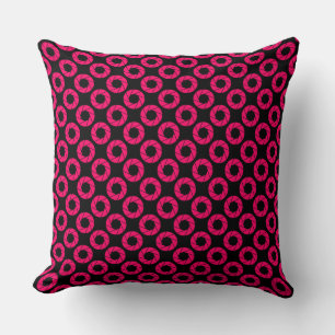 Aperture Pattern - Neon Red on Black Throw Pillow