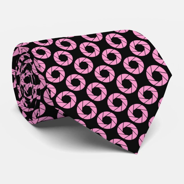 Aperture Pattern - Pink on Black Tie (Rolled)