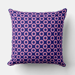 Aperture Pattern - Pink on Deep Navy Throw Pillow