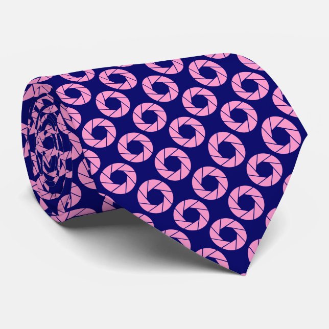 Aperture Pattern - Pink on Deep Navy Tie (Rolled)