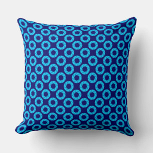 Aperture Pattern - Sky Blue on Deep Navy Throw Pillow