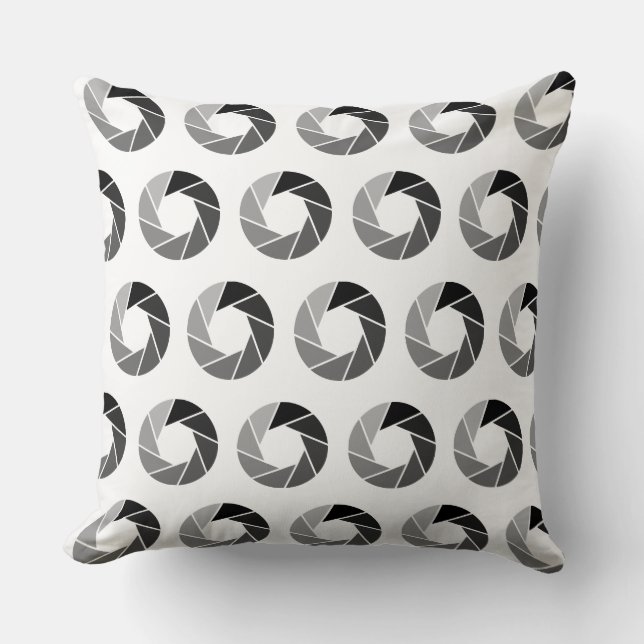 Aperture Pattern - Tones on White Throw Pillow (Front)