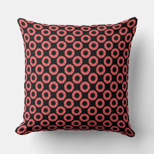 Aperture Pattern - Tropical Pink on Black Throw Pillow