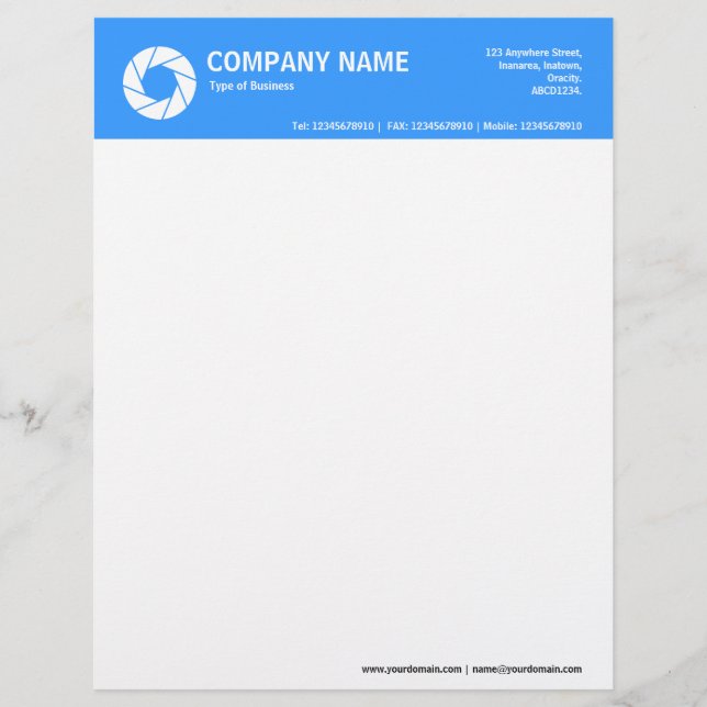 Aperture Symbol 2in Colour Header - Blue 3399FF Letterhead (Front)