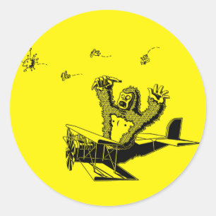 Apes On Planes Classic Round Sticker