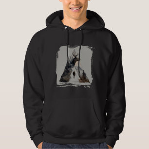Apex Hunter Deer Double Exposure Mountain Forest  Hoodie
