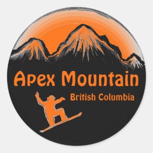 Apex Mountain BC Canada orange snowboard stickers