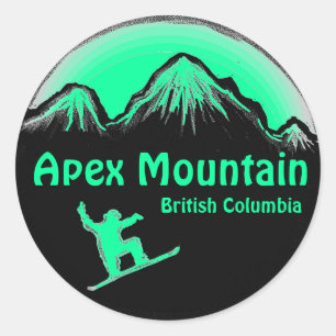 Apex Mountain BC Canada teal snowboard stickers