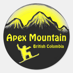 Apex Mountain BC Canada yellow snowboard stickers
