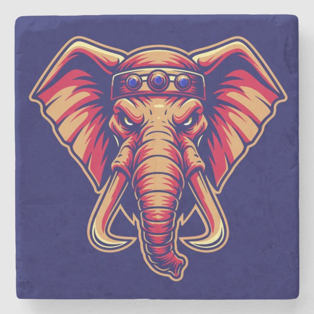 Apex Pachyderm - Navy Blue and Orange Edition Stone Coaster (Front)