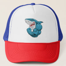 Apex Predator Gains: Muscular Shark Gym Hat