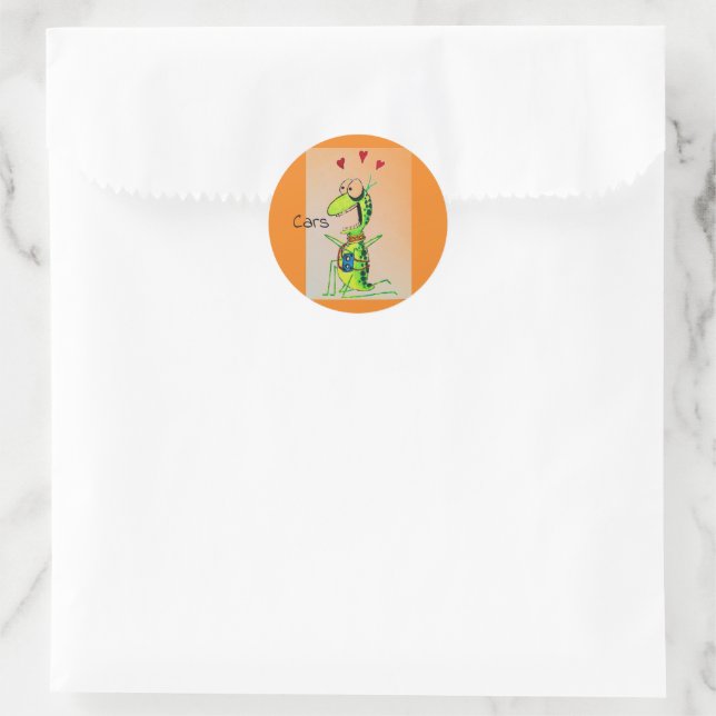 Aph Loves Cars Classic Round Sticker (Bag)