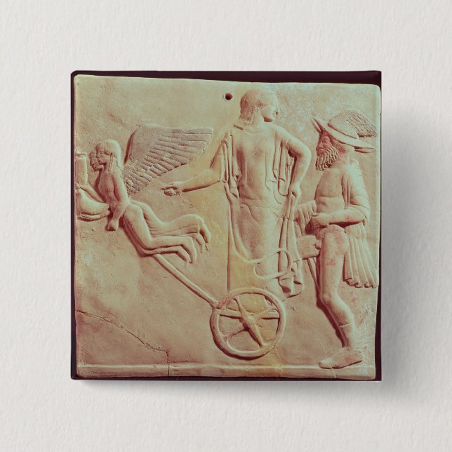 Aphrodite and Hermes riding on a chariot 2 Inch Square Button (Front)