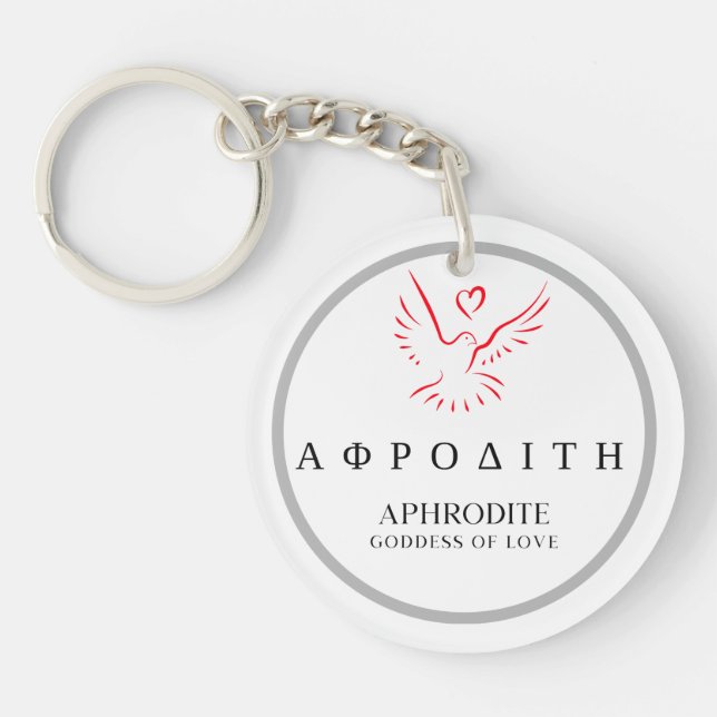 Aphrodite Greek Goddess of Love Dove Design Keychain (Front)