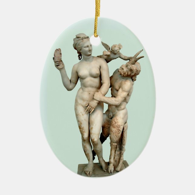 Aphrodite, Pan and Eros Ceramic Ornament (Front)