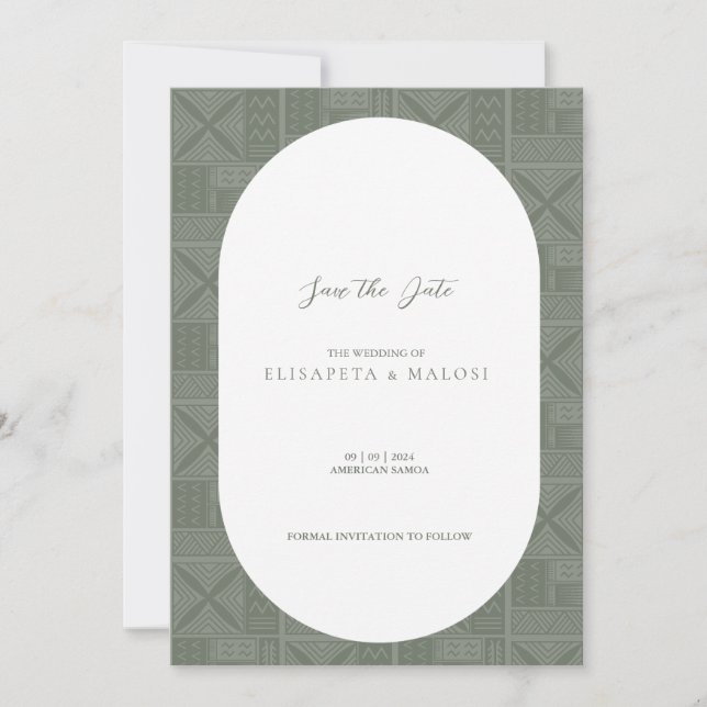 Apia Wedding Save the Date Invitation (Front)