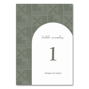 Apia Wedding Table Number