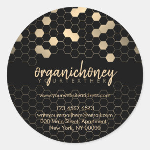 Apiarist Jar Beewax Candle Gold Honeycomb Classic Round Sticker