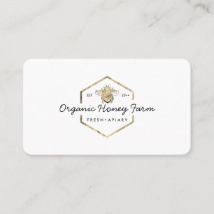 Apiarist Logo Gold Bumble Bee Honeycomb Business Card