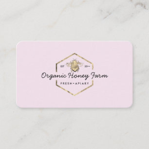 Apiarist Pink Gold Bumble Bee Honeycomb Business Card