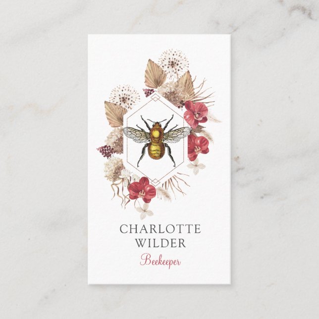 Apiary Bee Floral Carte de visite (Devant)