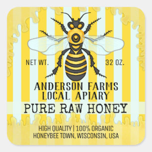 Apiary Bee Honey Jar Étiquettes   Abeille de miel 