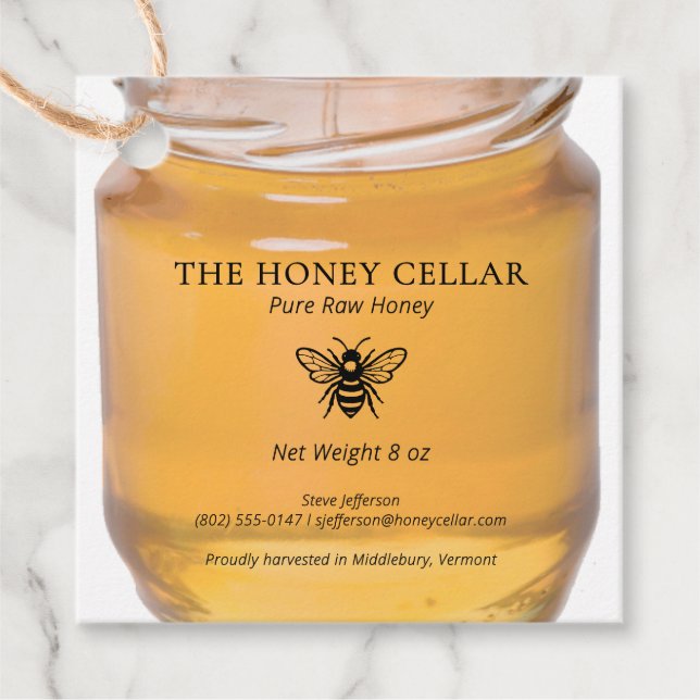 Apiary Beekeeper Honey Artisan Custom Logo Jar Tag (Front)