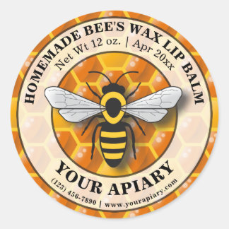 Apiary Bee's Wax Lip Balm Label Honeycomb Template
