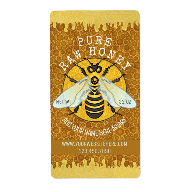 Apiary Honeybee Honey Jar Étiquettes | Honeypeb Be (Devant)