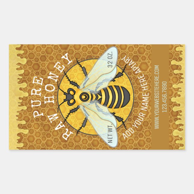 Apiary Honeybee Honey Jar Étiquettes | Honeypeb Be (Devant)