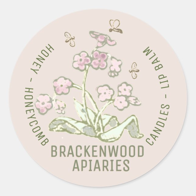 Apiary Promotional Label with Wildflower and Bees (Front)