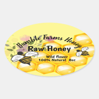 Apiary RAW HONEY étiquette OVAL personnalisé