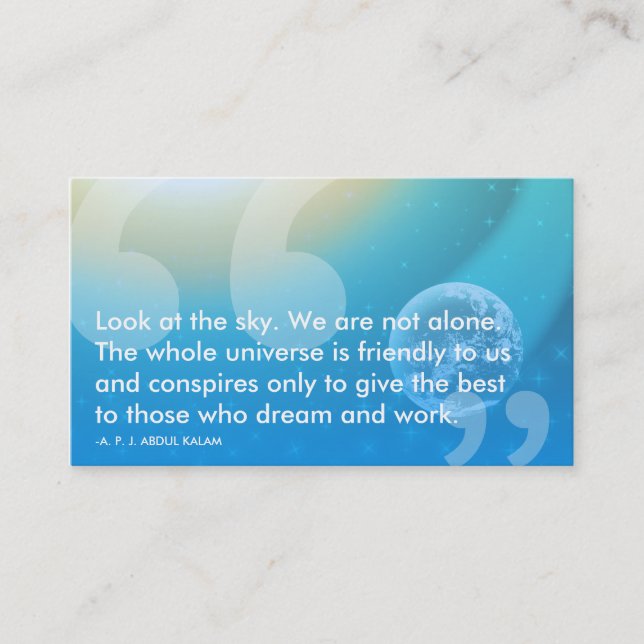 APJ Abdul Kalam success quote Business Card (Front)