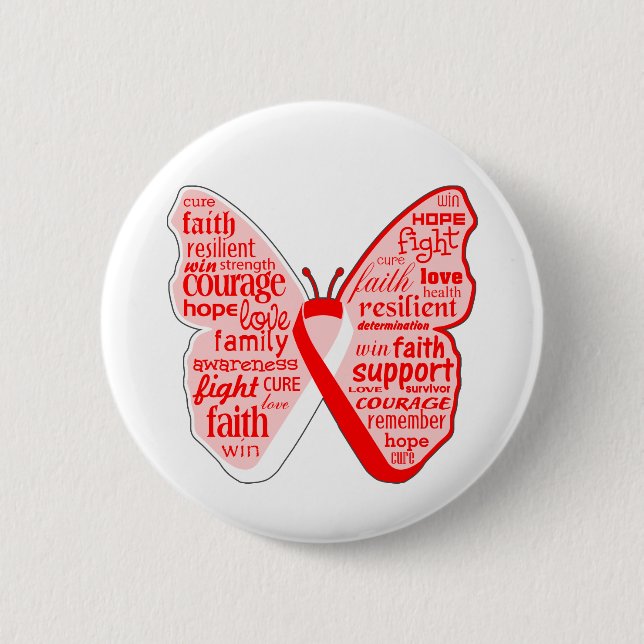 Aplastic Anemia Awareness Butterfly Ribbon 2 Inch Round Button (Front)