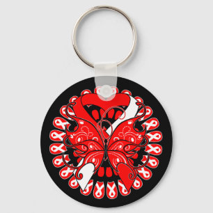 Aplastic Anemia Butterfly Circle of Ribbons Keychain