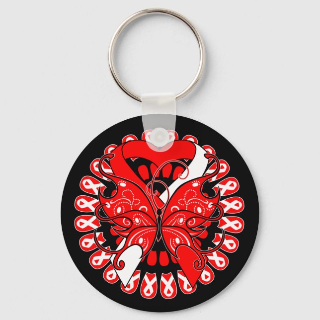 Aplastic Anemia Butterfly Circle of Ribbons Keychain (Front)