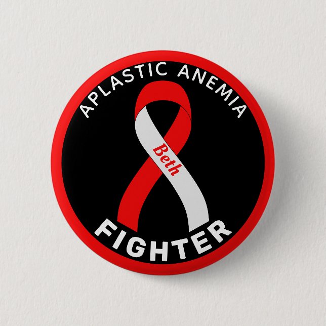Aplastic Anemia Fighter Ribbon Black Button (Front)