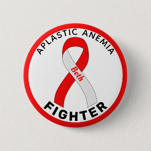 Aplastic Anemia Fighter Ribbon White Button