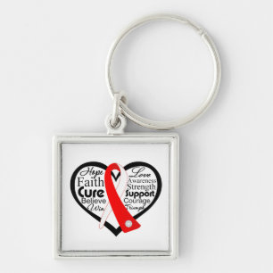 Aplastic Anemia Heart Ribbon Collage Keychain