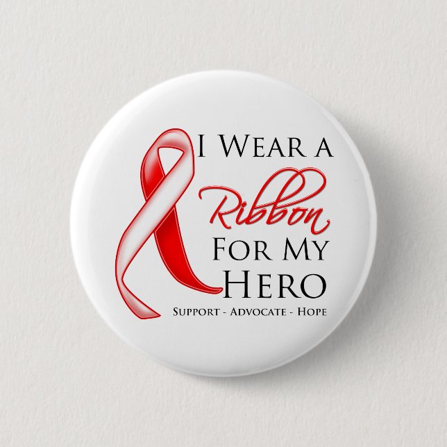 Aplastic Anemia I Wear a Ribbon For My Hero 2 Inch Round Button (Front)