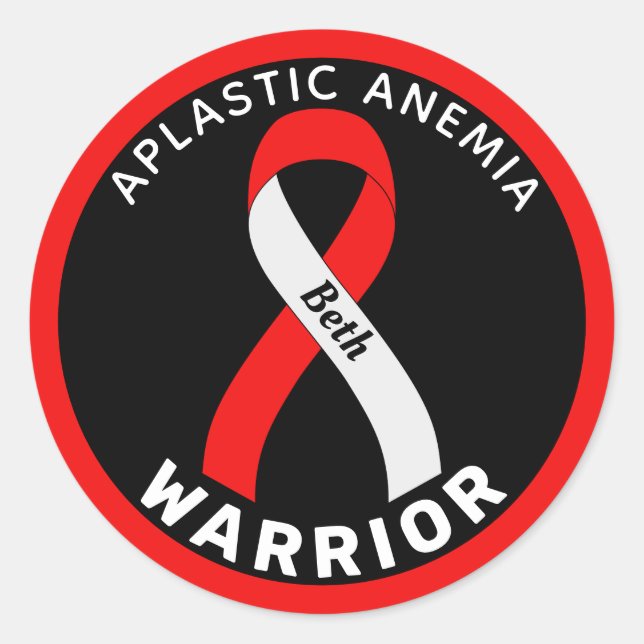 Aplastic Anemia Warrior Ribbon Black Round Sticker (Front)