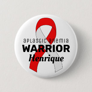 Aplastic Anemia Warrior Ribbon White Button