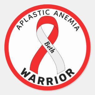 Aplastic Anemia Warrior Ribbon White Round Sticker