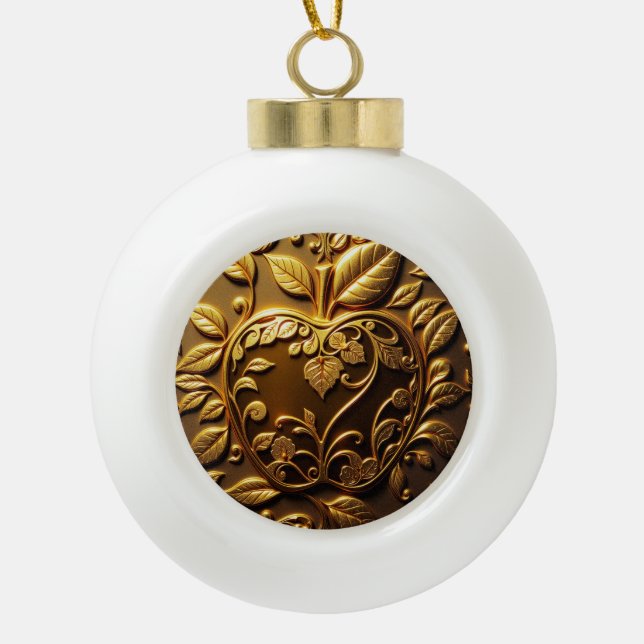 Aplle Ceramic Ball Christmas Ornament (Front)