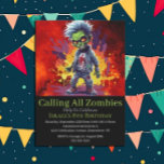 Apocalypse Birthday Zombie Boy Invitation<br><div class="desc">Apocalypse Birthday Zombie Boy
A zombie personalized for a little child.  Invite friends and loved ones to celebrate your boy's 8th birthday,  Click the "Customize it!" button to change the text size,  text colour,  font style and more!</div>